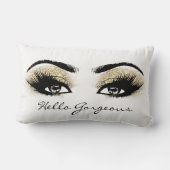 白黒金ゴールドの目メイクアップラッシュこんにちはゴージャス ランバークッション (裏面)