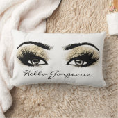 白黒金ゴールドの目メイクアップラッシュこんにちはゴージャス ランバークッション (ブランケット)