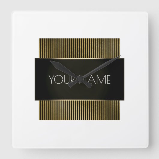 白黒金ゴールドアーバミニマルン スクエア壁時計 (正面)