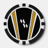 白黒金ゴールドアールデコデザイン モノグラムの ポーカーチップ (正面)