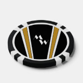 白黒金ゴールドアールデコデザイン モノグラムの ポーカーチップ (シングル)
