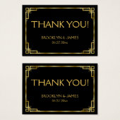 白黒金ゴールドアールデコ結婚式の引き出物ラベル (正面&裏面)