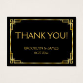 白黒金ゴールドアールデコ結婚式の引き出物ラベル (裏面)