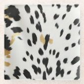 白黒金ゴールドウエスタンコウィド ガラスコースター (正面)