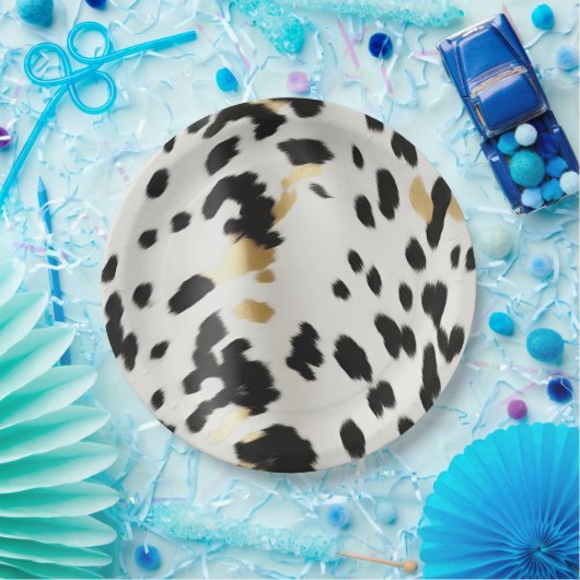 白黒金ゴールドウエスタンコウィド ペーパープレート (パーティー)