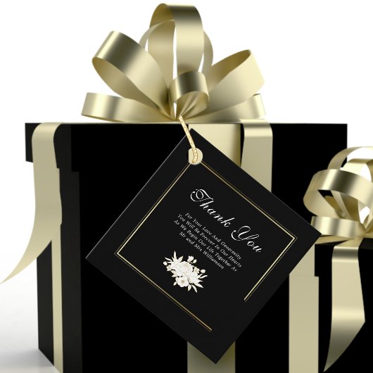 白黒金ゴールドエレガントフローラ結婚ズサンキュー フェイバータグ