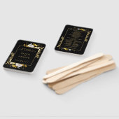 白黒金ゴールドエレガントフローラ結婚式 プログラム ハンドファン (組立なし)