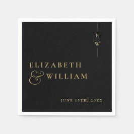 白黒金ゴールドエレガントモノグラ結婚ム スタンダードカクテルナプキン