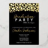 白黒金ゴールドエレガント卒業祝級 箔招待状 (正面)