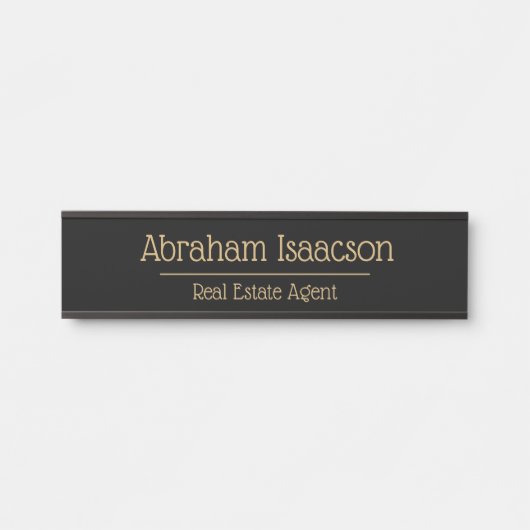 白黒金ゴールドオフィスのドアサイン実在エステートエージェント サインプレート (正面)