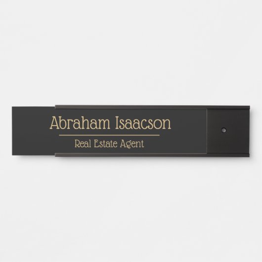 白黒金ゴールドオフィスのドアサイン実在エステートエージェント サインプレート (正面)