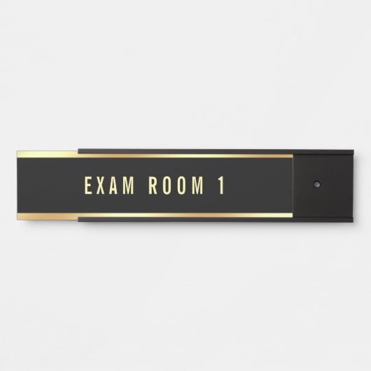 白黒金ゴールドカスタム文字テンプレート試験室 サインプレート (正面)