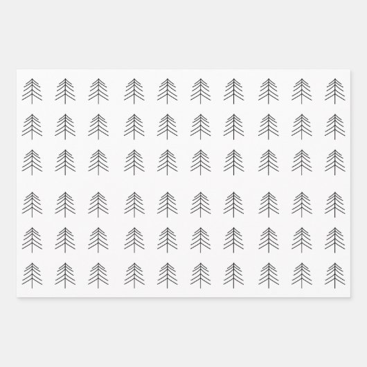 白黒金ゴールドクリスマスツリースタースノーフレーク ラッピングペーパーシート (正面)