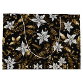 白黒金ゴールドクリスマスフラワー ラージペーパーバッグ (裏面)