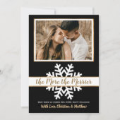 白黒金ゴールドクリスマス妊娠発表 案内状 (正面)