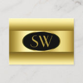 白黒金ゴールドグラデーションモノグラム楕円フレーム 名刺 (正面)