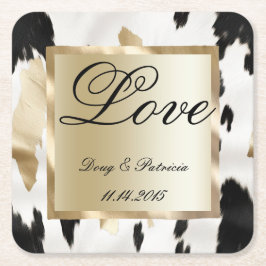 白黒金ゴールドグラムコウィドサウスウェスト結婚ウス スクエアペーパーコースター