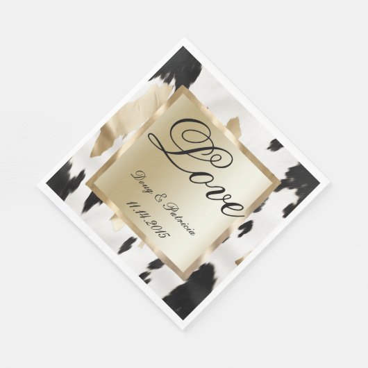 白黒金ゴールドグラムコウィドサウスウェスト結婚ウス スタンダードランチョンナプキン (角)