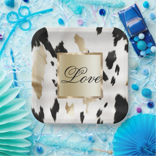 白黒金ゴールドグラムコウィドサウスウェスト結婚ウス ペーパープレート (パーティー)