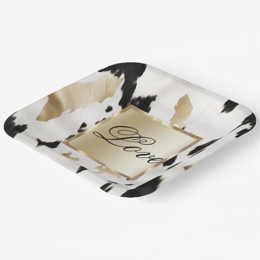 白黒金ゴールドグラムコウィドサウスウェスト結婚ウス ペーパープレート (傾斜あり)