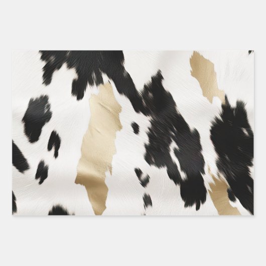 白黒金ゴールドグラムコウィドサウスウェスト結婚ウス ラッピングペーパーシート (正面3)