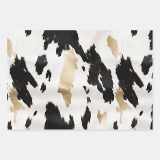 白黒金ゴールドグラムコウィドサウスウェスト結婚ウス ラッピングペーパーシート (正面)