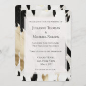 白黒金ゴールドグラムコウィドサウスウェスト結婚ウス 招待状 (正面/裏面)