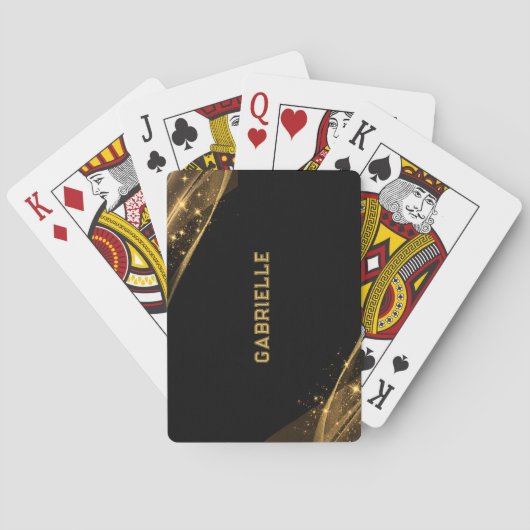 白黒金ゴールドグリッターカスタムモノグラム トランプ (裏面)
