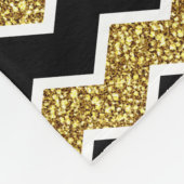 白黒金ゴールドグリッターシェブロンパターン フリースブランケット (角)