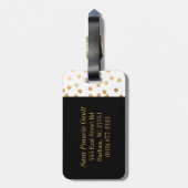 白黒金ゴールドグリッターシティドットモノグラム ラゲッジタグ (裏面縦)
