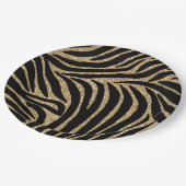 白黒金ゴールドグリッターゼブラプリント ペーパープレート (アングル)