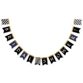 白黒金ゴールドグリッターブライダルシャワーパーティーデコール バンティングフラッグ (全)