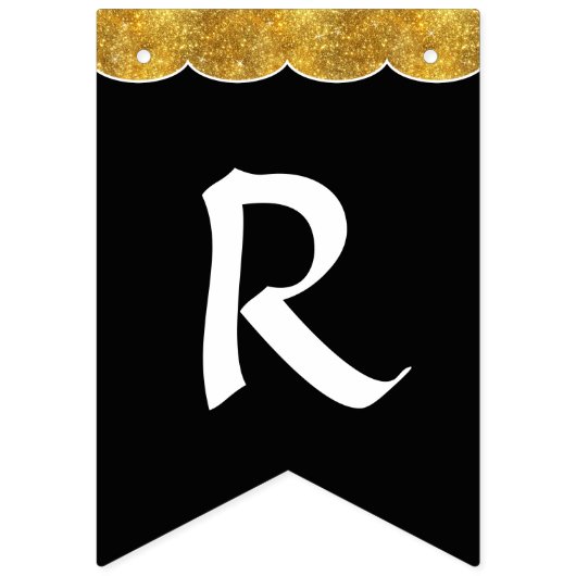 白黒金ゴールドグリッターブライダルシャワーパーティーデコール バンティングフラッグ (第3の旗)