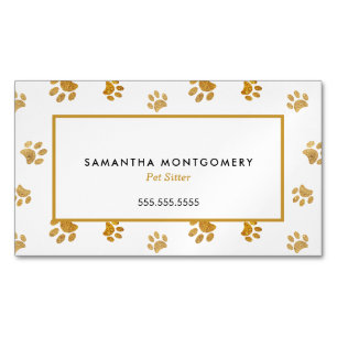 白黒金ゴールドグリッターポープリントペットシッター マグネット名刺