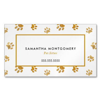 白黒金ゴールドグリッターポープリントペットシッター マグネット名刺