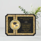 白黒金ゴールドグリッター卒業 招待状 (スタンド正面)