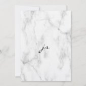 白黒金ゴールドグリッター大理石結婚の花 招待状 (裏面)