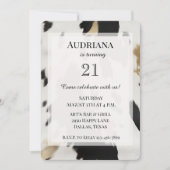 白黒金ゴールドコウィドウェスタン誕生日 招待状 (正面)