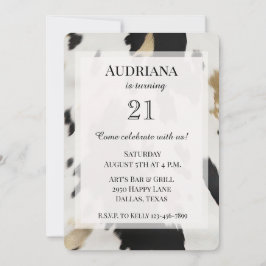 白黒金ゴールドコウィドウェスタン誕生日 招待状