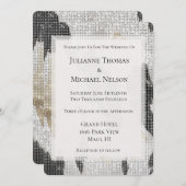 白黒金ゴールドコウィド女性のカーボーイスパークル結婚ズ 招待状 (正面/裏面)