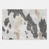 白黒金ゴールドコウィド女性のカーボーイスパークル誕生日 ラッピングペーパーシート (正面3)