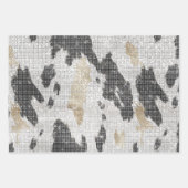 白黒金ゴールドコウィド女性のカーボーイスパークル誕生日 ラッピングペーパーシート (正面)