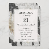 白黒金ゴールドコウィド女性のカーボーイスパークル誕生日 招待状 (正面/裏面)