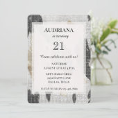 白黒金ゴールドコウィド女性のカーボーイスパークル誕生日 招待状 (スタンド正面)