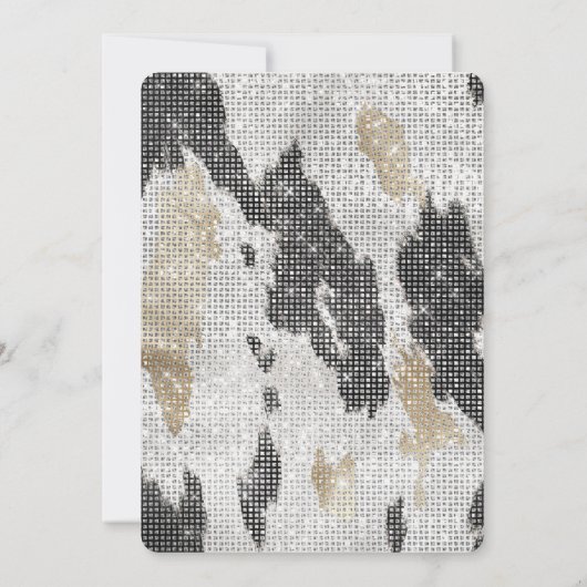 白黒金ゴールドコウィド女性のカーボーイスパークル誕生日 招待状 (裏面)