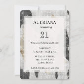 白黒金ゴールドコウィド女性のカーボーイスパークル誕生日 招待状 (正面)