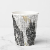 白黒金ゴールドコウィド女性のカーボーイスパークル誕生日 紙コップ (裏面)