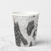 白黒金ゴールドコウィド女性のカーボーイスパークル誕生日 紙コップ (右)