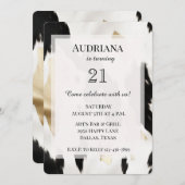 白黒金ゴールドコーウィドサウスウエスト誕生日 招待状 (正面/裏面)