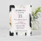 白黒金ゴールドコーウィドサウスウエスト誕生日 招待状 (スタンド正面)